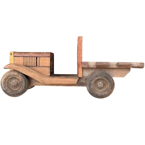 Vintage Handmade Wooden Toy Truck Rustic Car Collectible Decor 13.5" - Picture 10 of 10